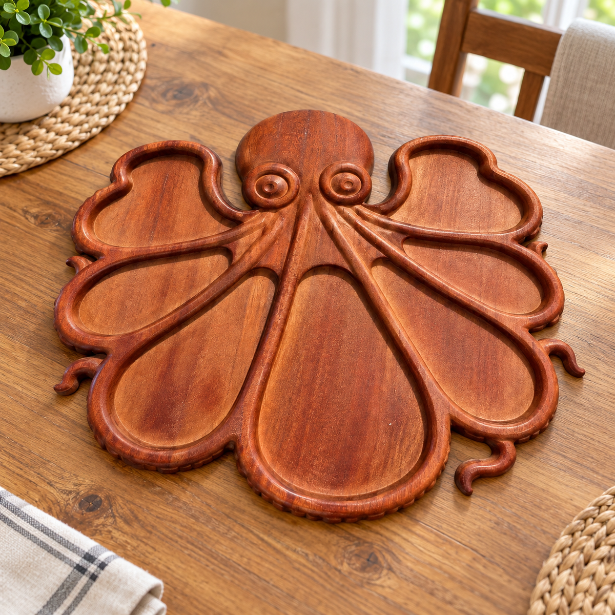 Wooden Octopus Serving Tray