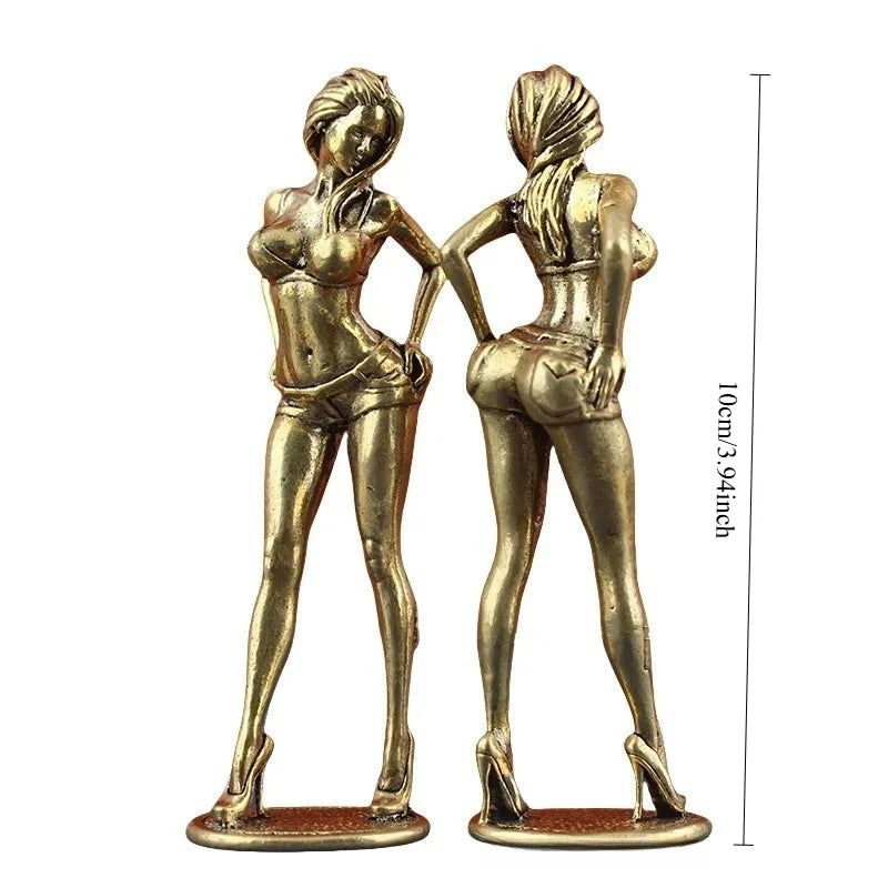 Vintage Woman Copper Figurine