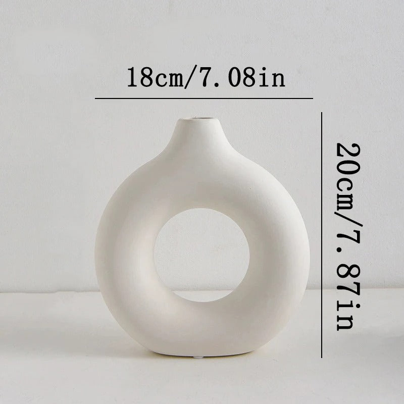 Nordic Plastic Circle Vase Set – 3pcs Modern Hollow Decor