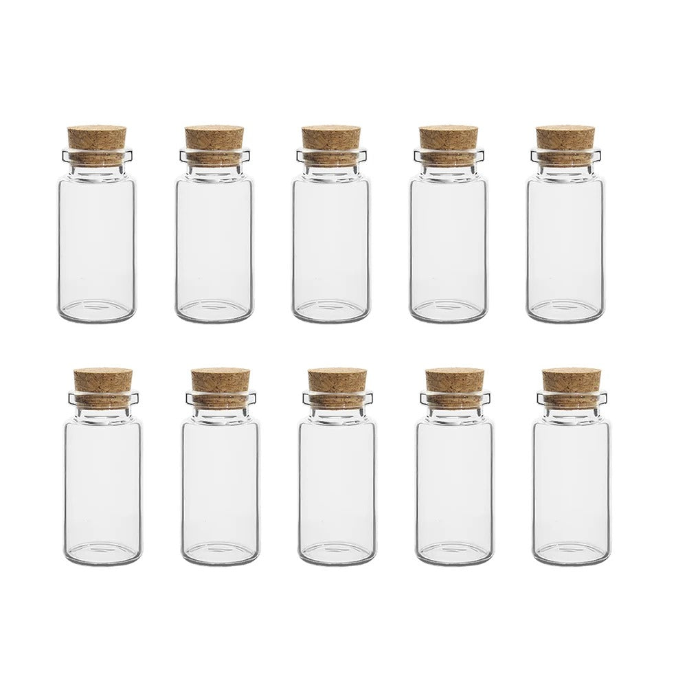10PCS Mini Glass Bottles with Cork - DIY Vials for Crafts & Storage
