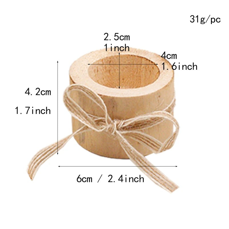 Rustic Wooden Candle Holder Set – 3pcs, 2 Styles