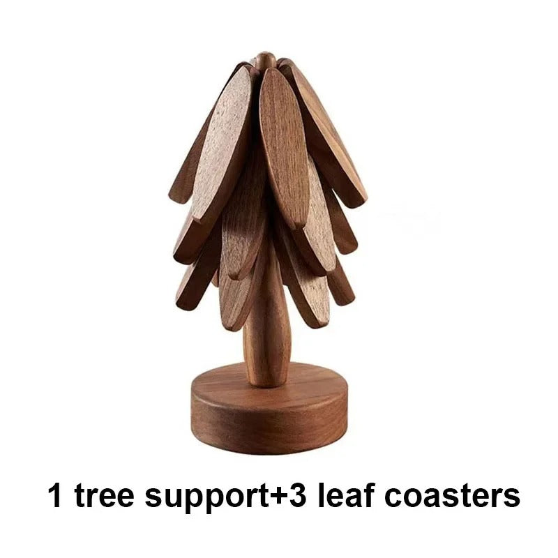 Tree Design Wooden Coaster Set - 3pcs