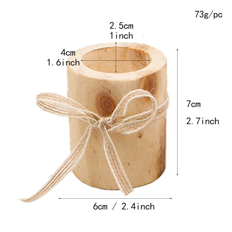 Rustic Wooden Candle Holder Set – 3pcs, 2 Styles