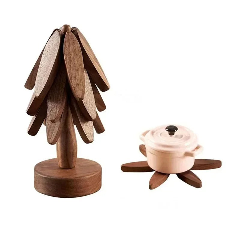 Tree Design Wooden Coaster Set - 3pcs