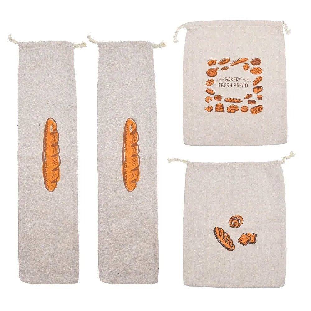 4pc Reusable Linen Bread Storage Bags