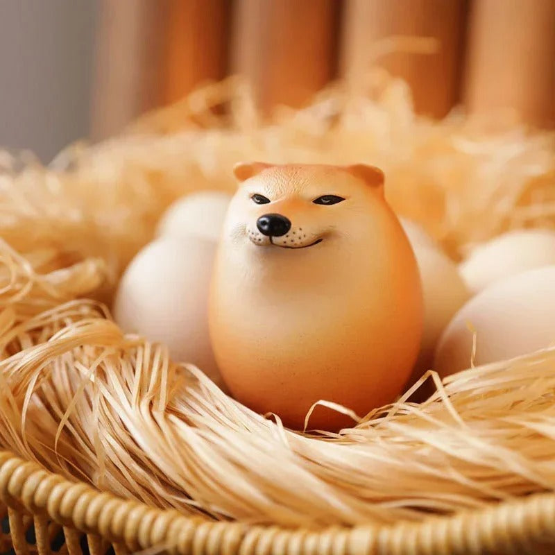 Egg Dog Figurine Set – 3pcs Funny Shiba-Inu Style Desk Decor