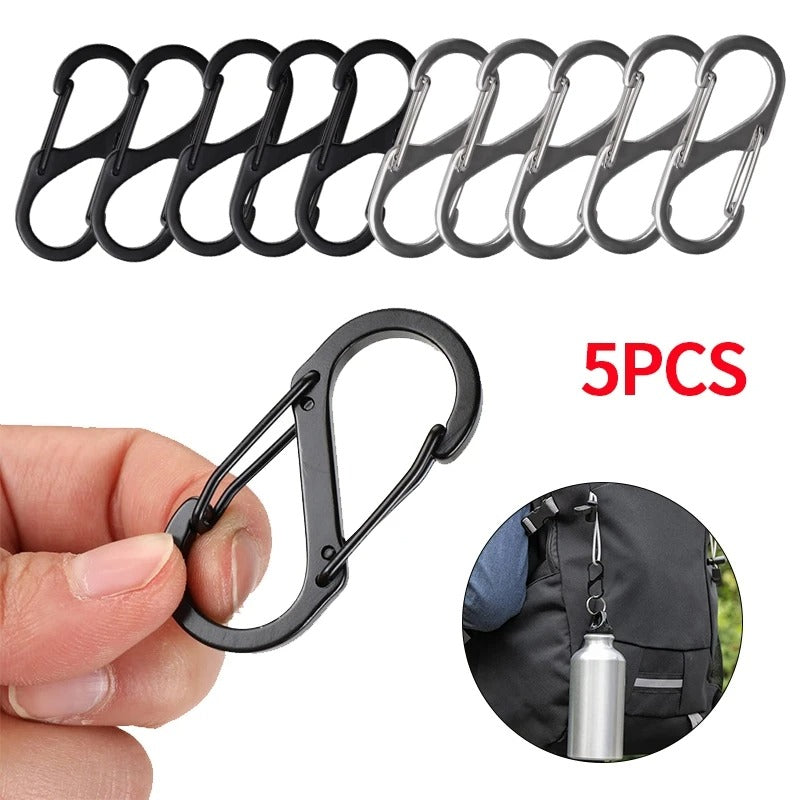 5PCS Mini Tactical S-Type Carabiner Clips