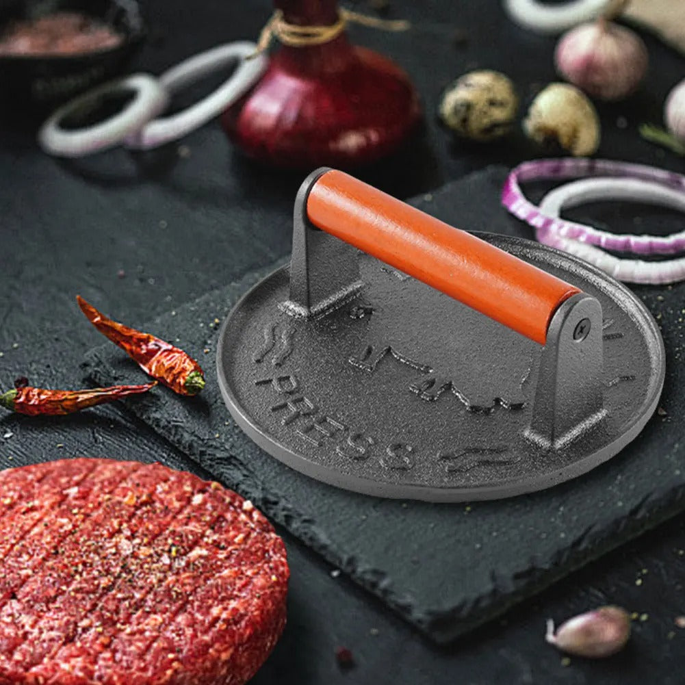Cast Iron Flat Meat & Food Press – Heavy-Duty Masher