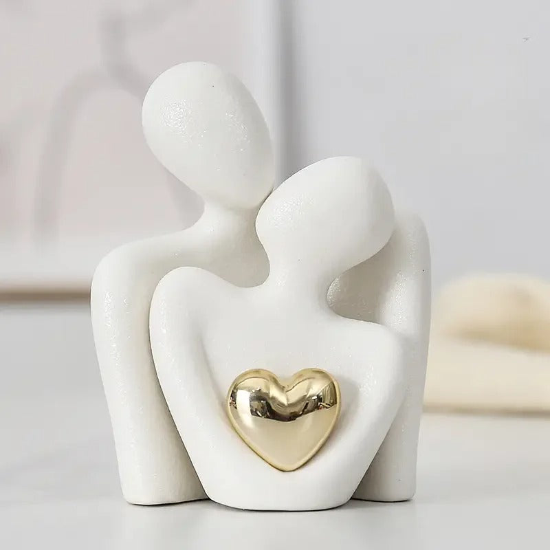 Romantic Couple Figurines – Ceramic Love Embrace Set (2pcs)