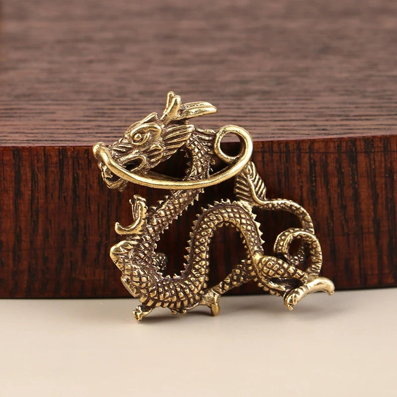 Retro Brass Dragon Figurine – Wealth & Prosperity Decor
