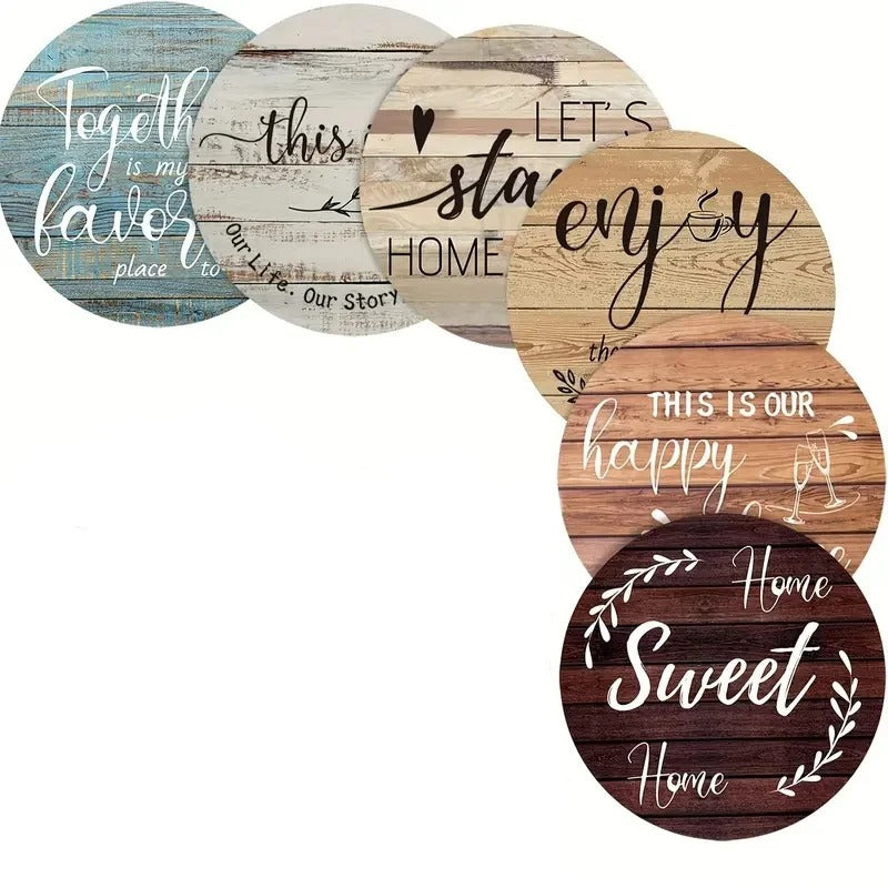 Rustic Quote Coaster Set Wooden – 6pcs