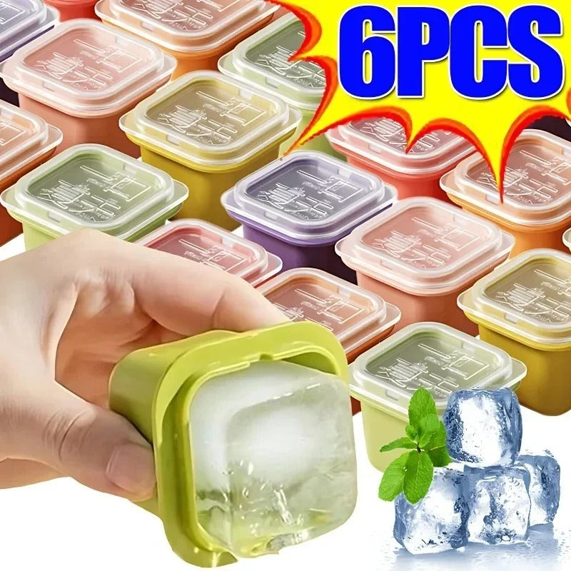6pcs Reusable Square Ice Cube Moulds