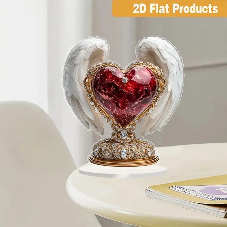 Angel Wings Heart Acrylic Decor