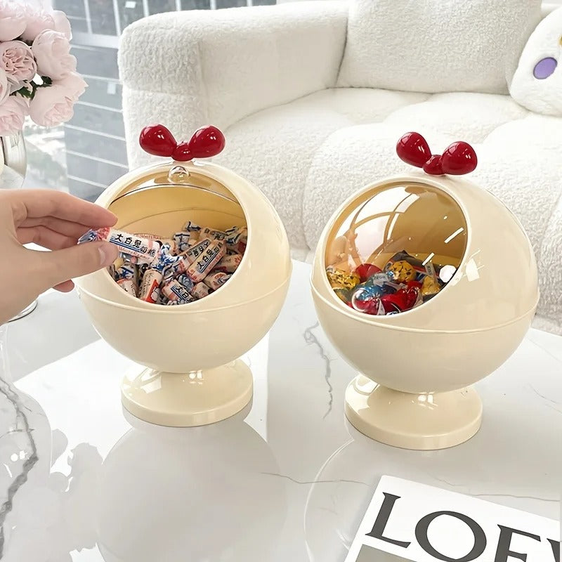 Cute Round Candy Storage Box with Transparent Lid