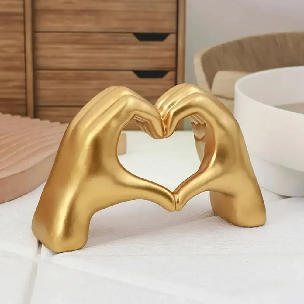 Heart Hand Gesture Statue – Modern Art Resin Sculpture