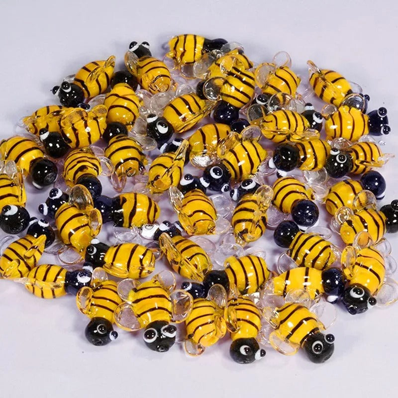 20pcs Mini Glass Bees for DIY Crafts