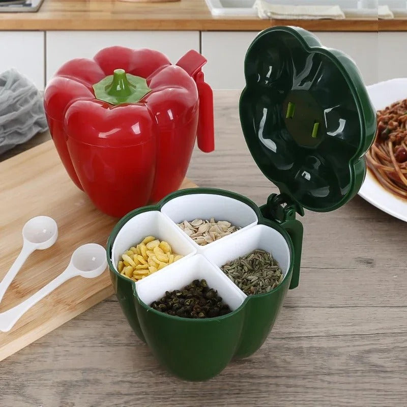 4-in-1 Bell Pepper Spice Jar Set with Spoons