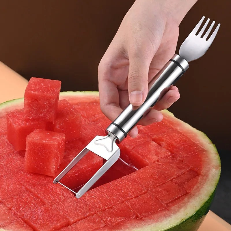 2-in-1 Stainless Steel Watermelon Cutter & Fruit Fork