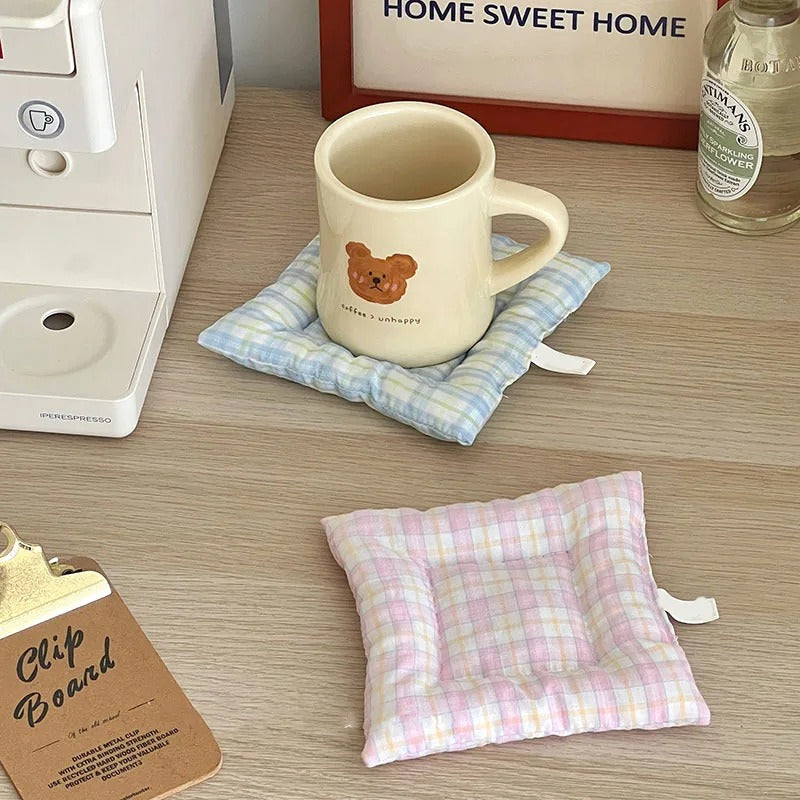 3Pcs Handmade Cotton Coasters – Soft Fabric Mug Mats