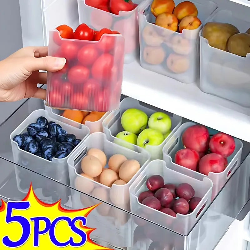 Compact Refrigerator Storage Boxes - 5pcs Set