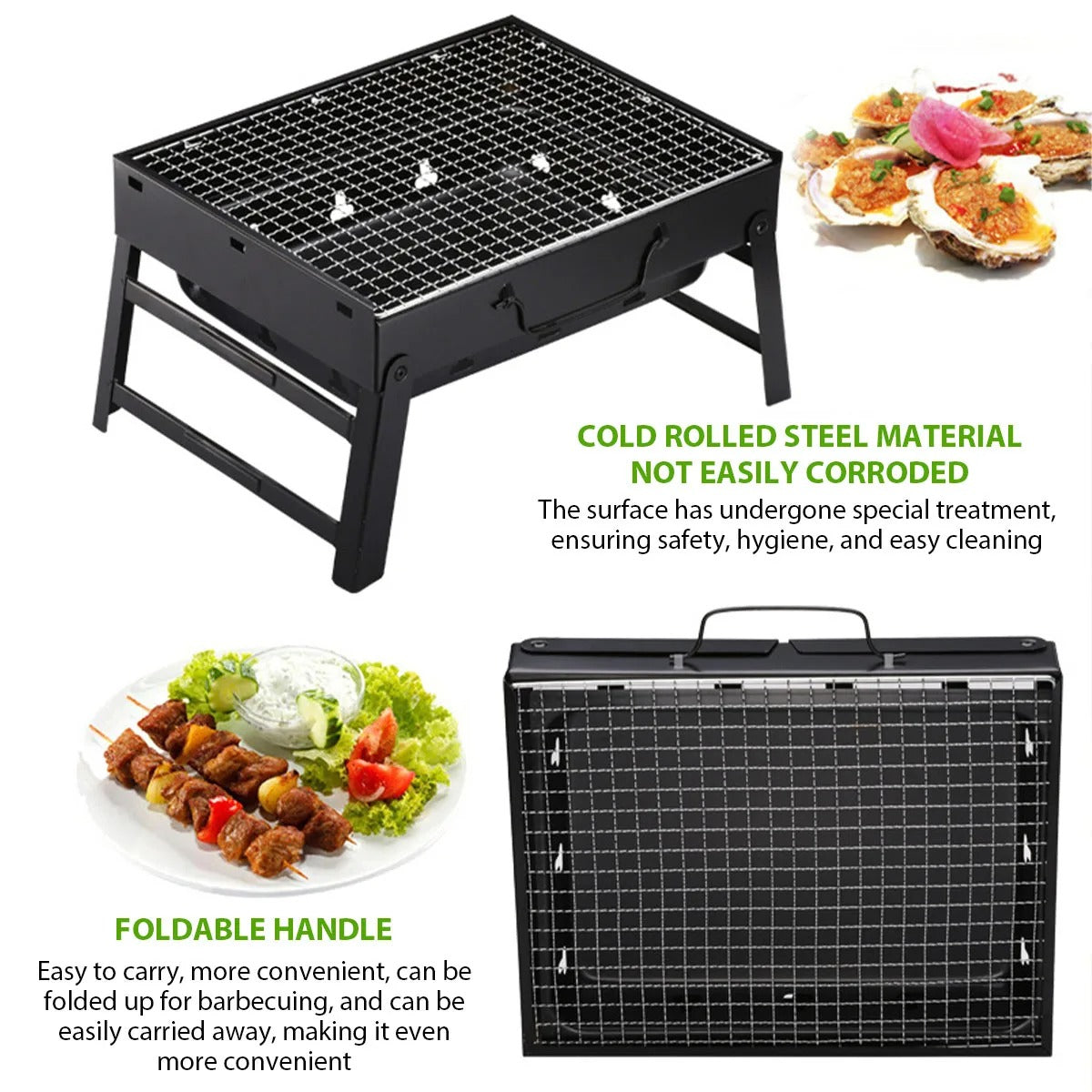 Portable Charcoal BBQ Grill – Foldable Stainless Steel Barbecue for Camping
