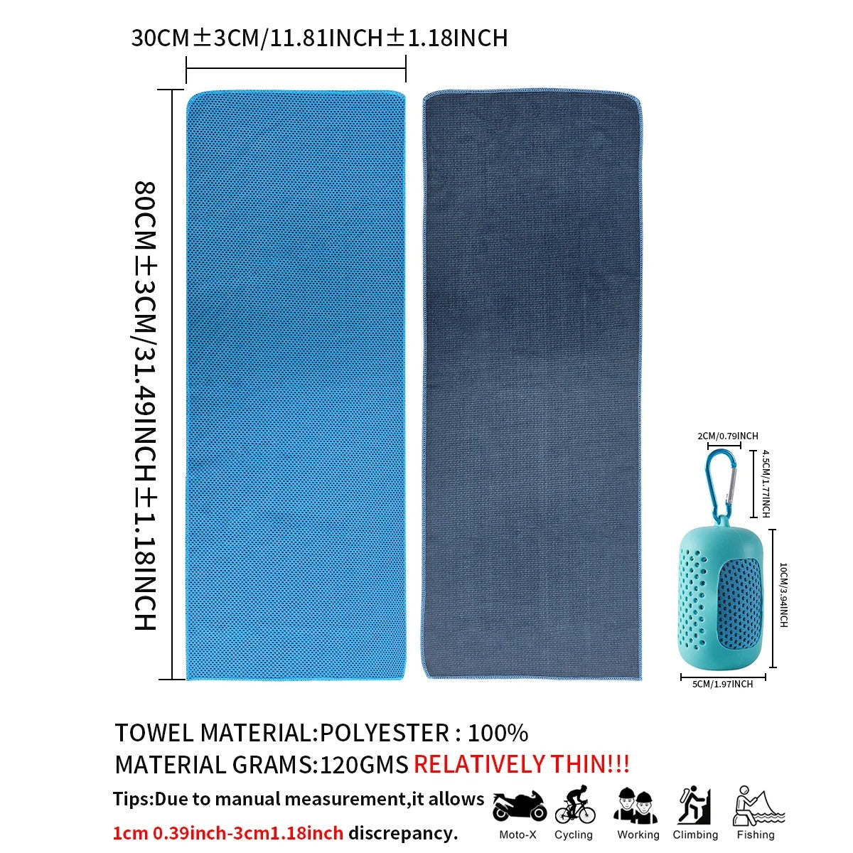 Cooling Towel with Portable Case and Carabiner – Quick-Dry, Super Absorbent