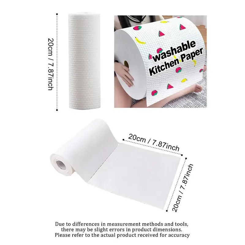 400pcs Reusable Kitchen Paper Towels – Wet & Dry Cleaning Cloth Roll