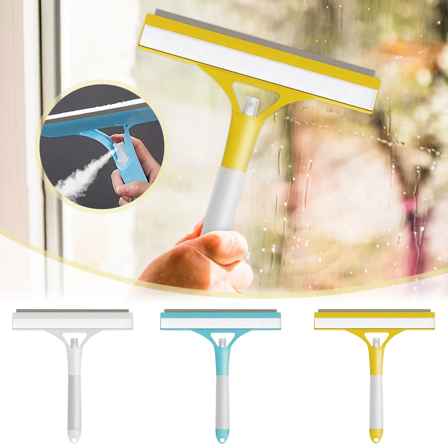 3-in-1 Spray Shower Squeegee – Glass & Mirror Cleaning Tool