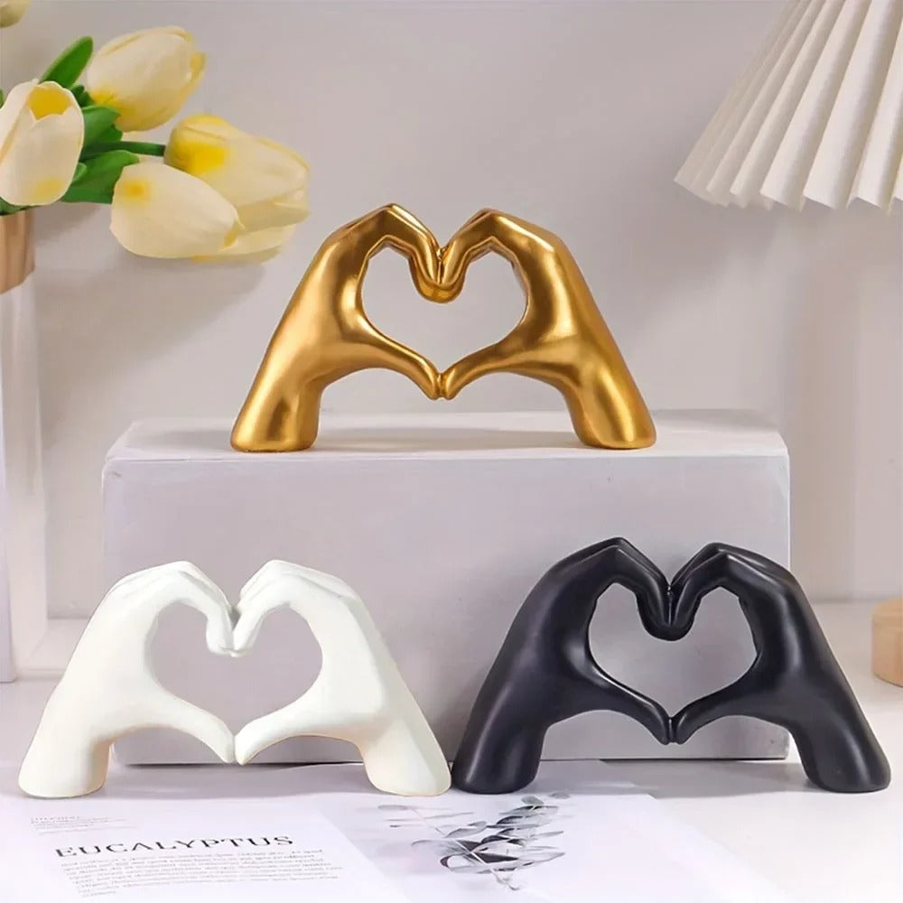 Heart Hand Gesture Statue – Modern Art Resin Sculpture