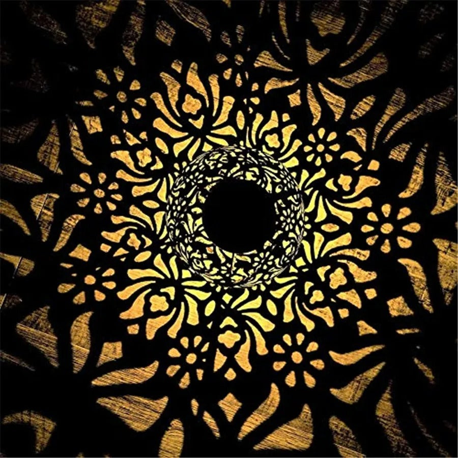 Hollow Iron Art Solar Hanging Light – Waterproof LED Garden Projection Lamp