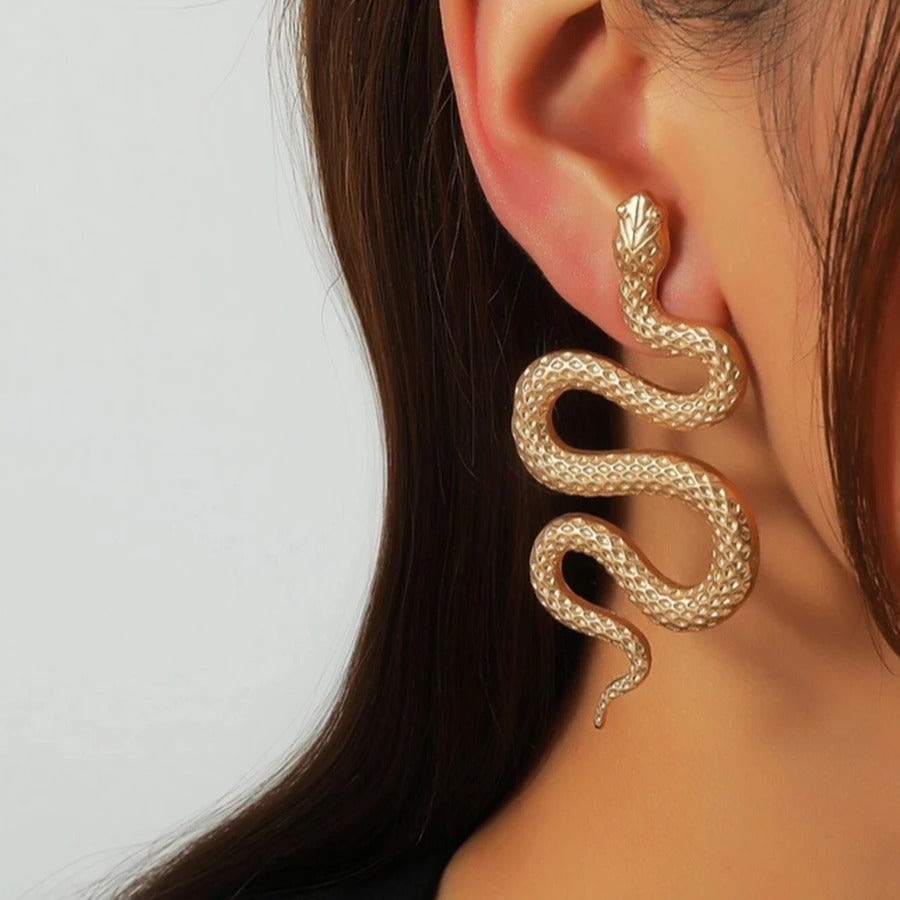 Textured Snake Statement Earrings