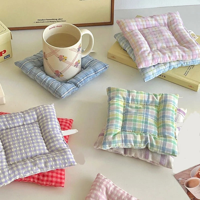 3Pcs Handmade Cotton Coasters – Soft Fabric Mug Mats