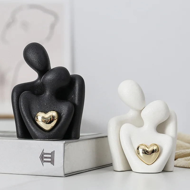 Romantic Couple Figurines – Ceramic Love Embrace Set (2pcs)