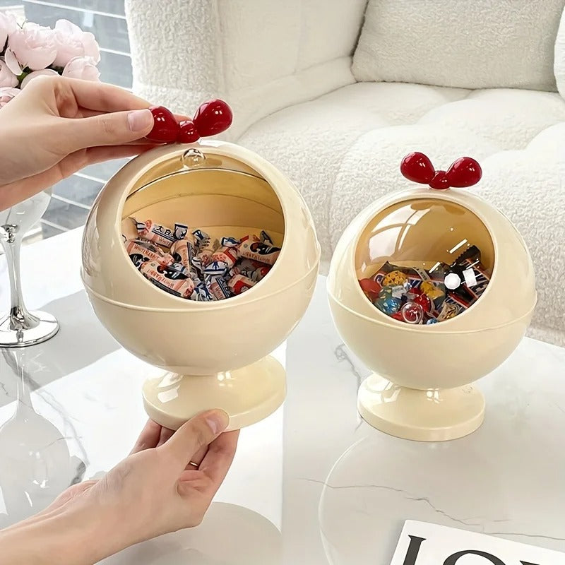 Cute Round Candy Storage Box with Transparent Lid