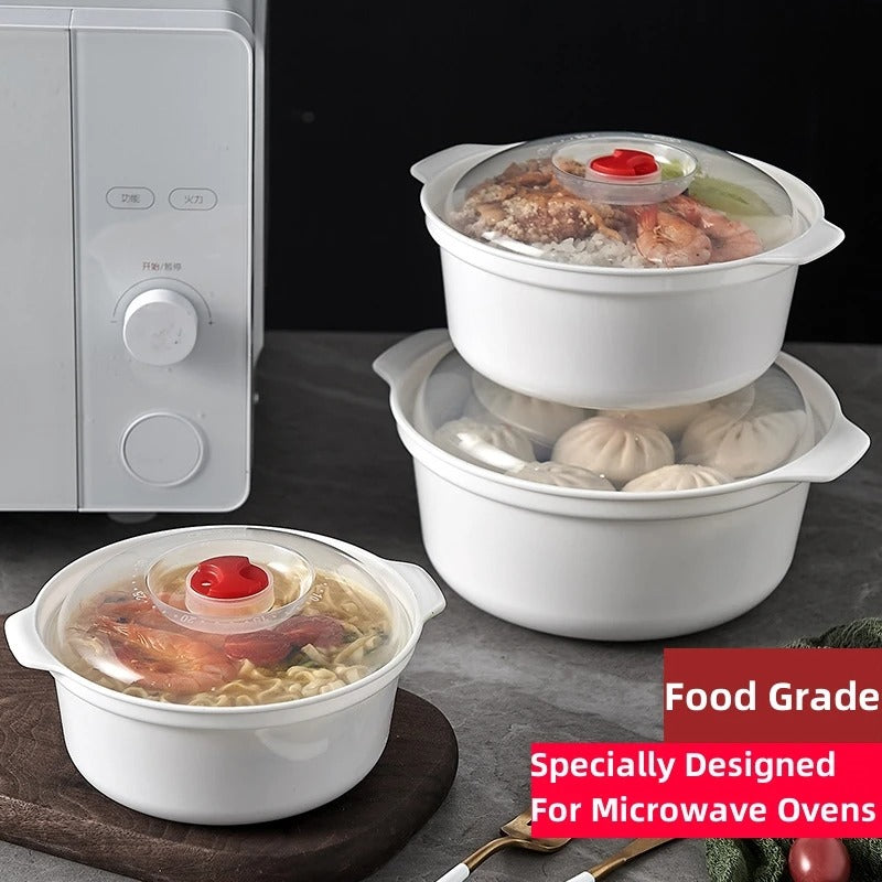 Microwave-Safe Plastic Bowl Set with Lids – 3pcs