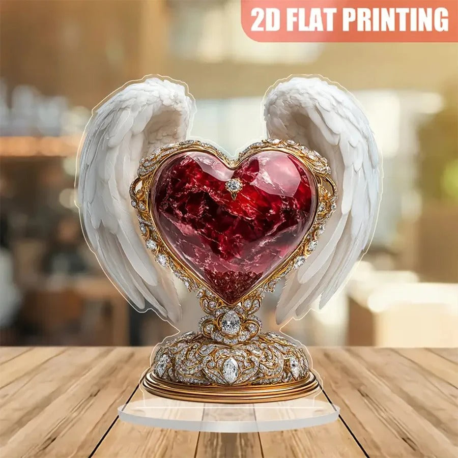 Angel Wings Heart Acrylic Decor