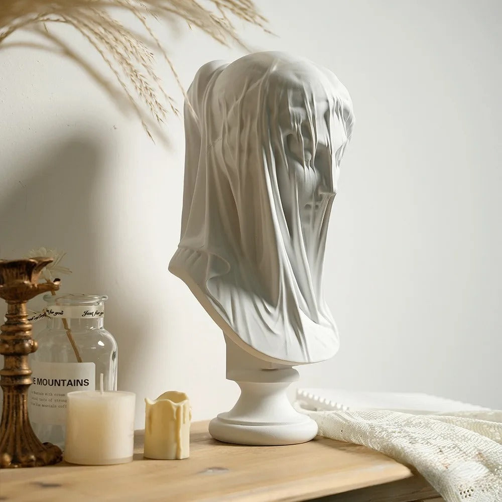 Veiled Lady Bust Statue – Classic Greek Roman Goddess Sculpture