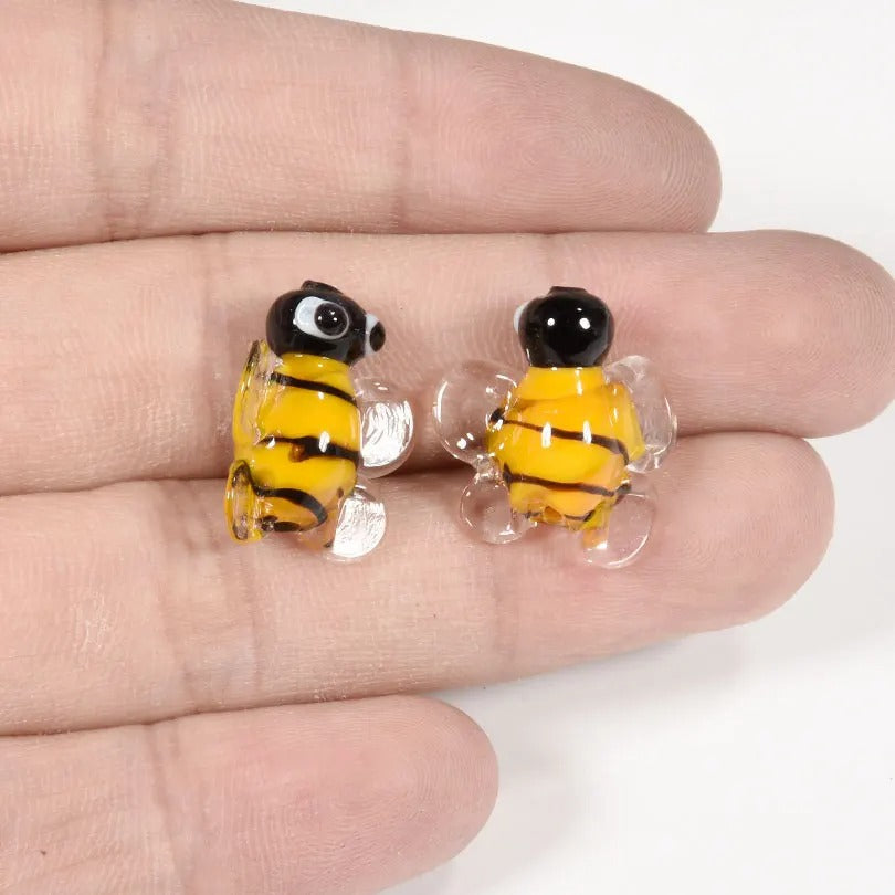 20pcs Mini Glass Bees for DIY Crafts