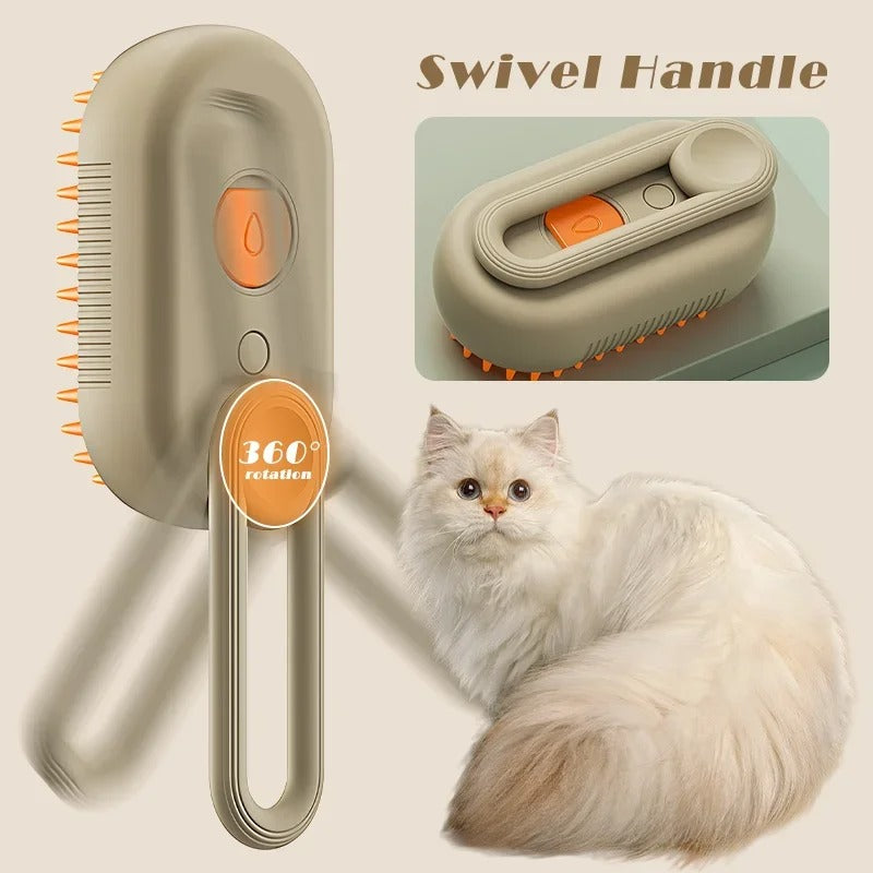 3-in-1 Cat Grooming Brush with Mist Spray – USB Rechargeable
