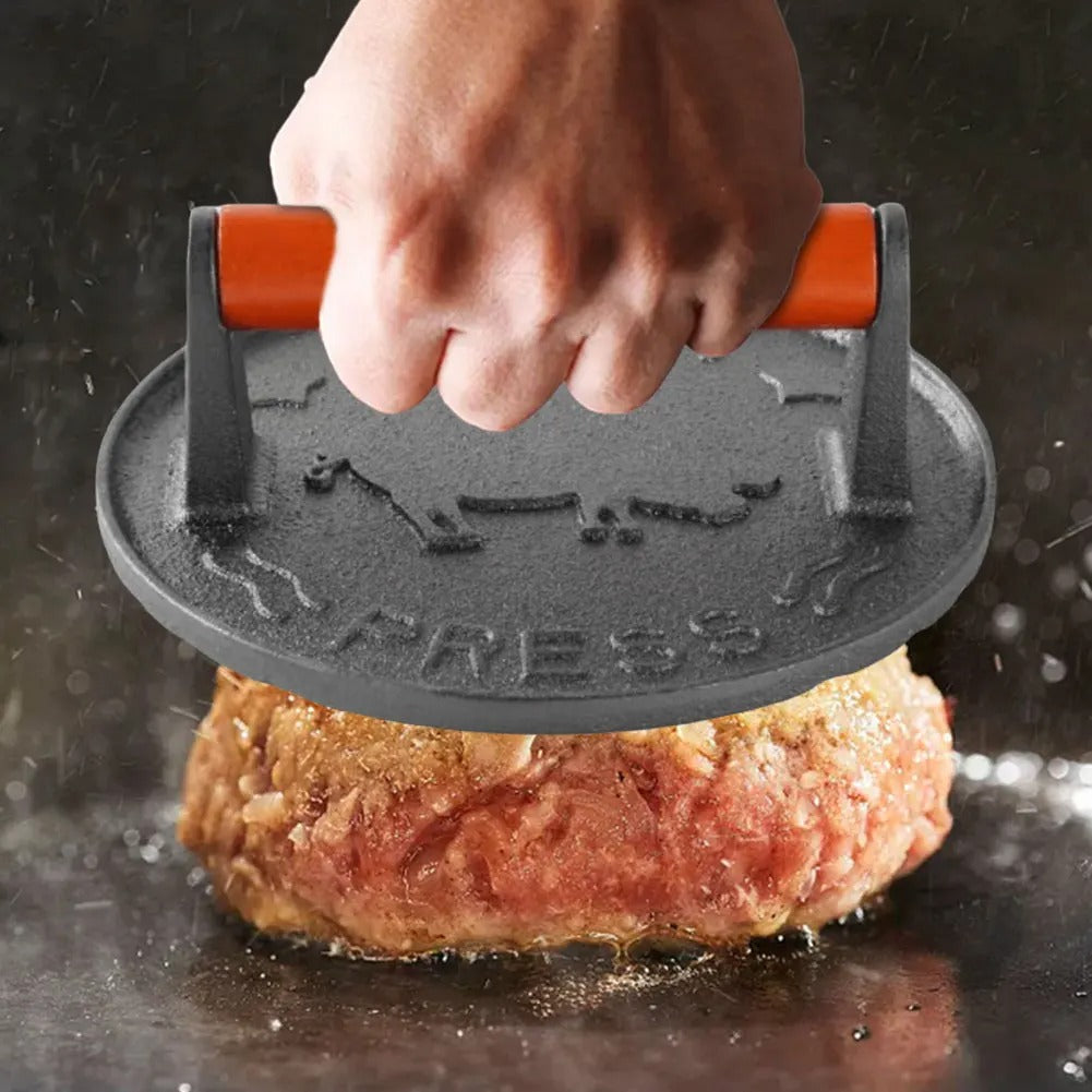 Cast Iron Flat Meat & Food Press – Heavy-Duty Masher