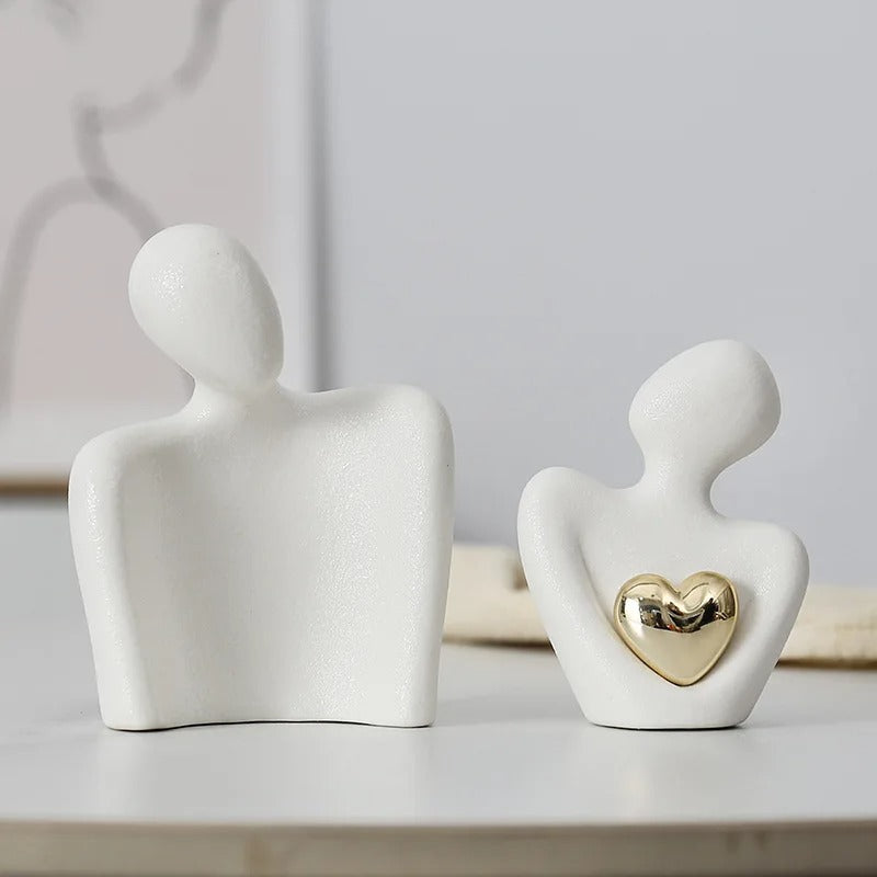 Romantic Couple Figurines – Ceramic Love Embrace Set (2pcs)
