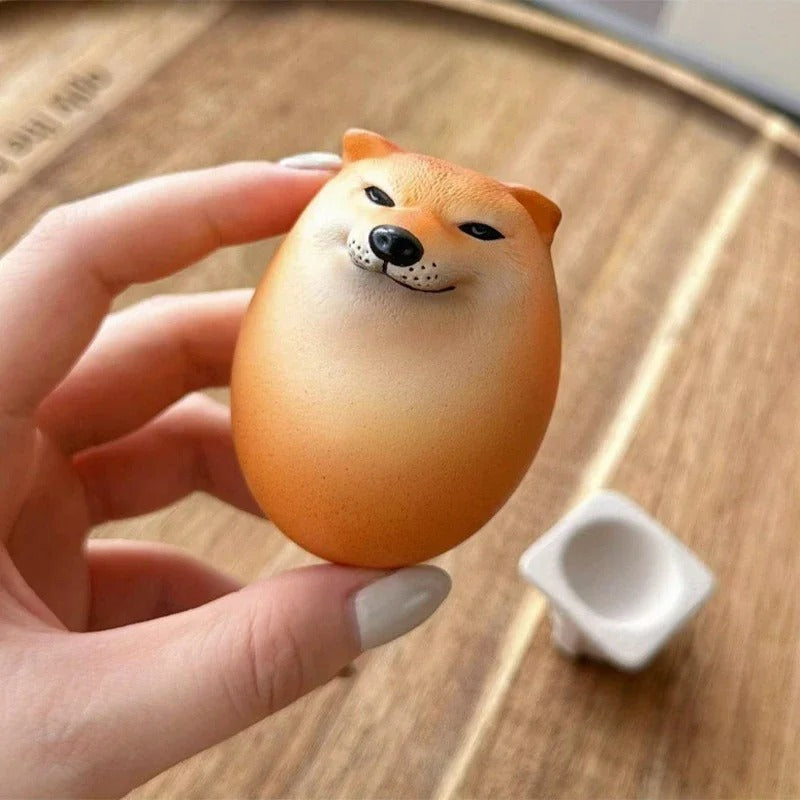 Egg Dog Figurine Set – 3pcs Funny Shiba-Inu Style Desk Decor