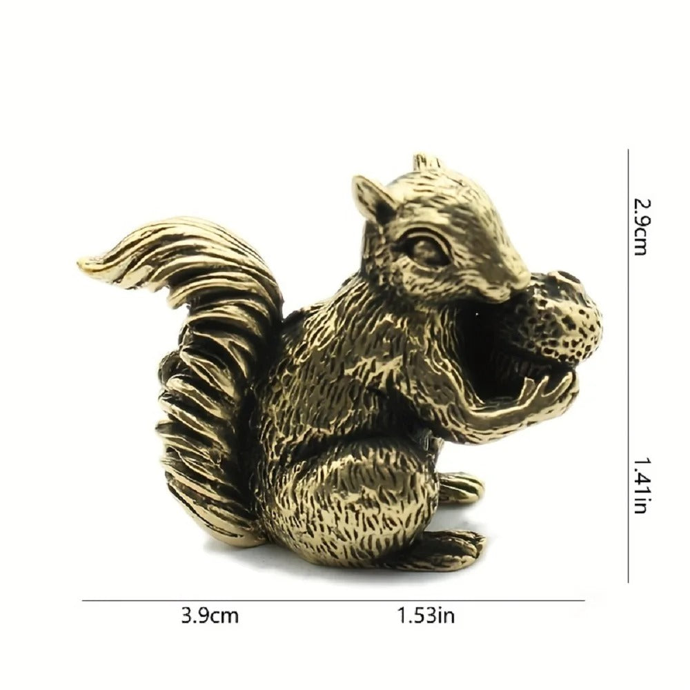 Antique Brass Squirrel Figurine – Solid Incense Holder