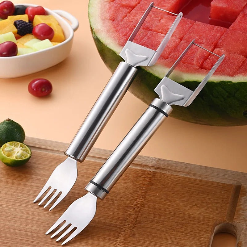 2-in-1 Stainless Steel Watermelon Cutter & Fruit Fork