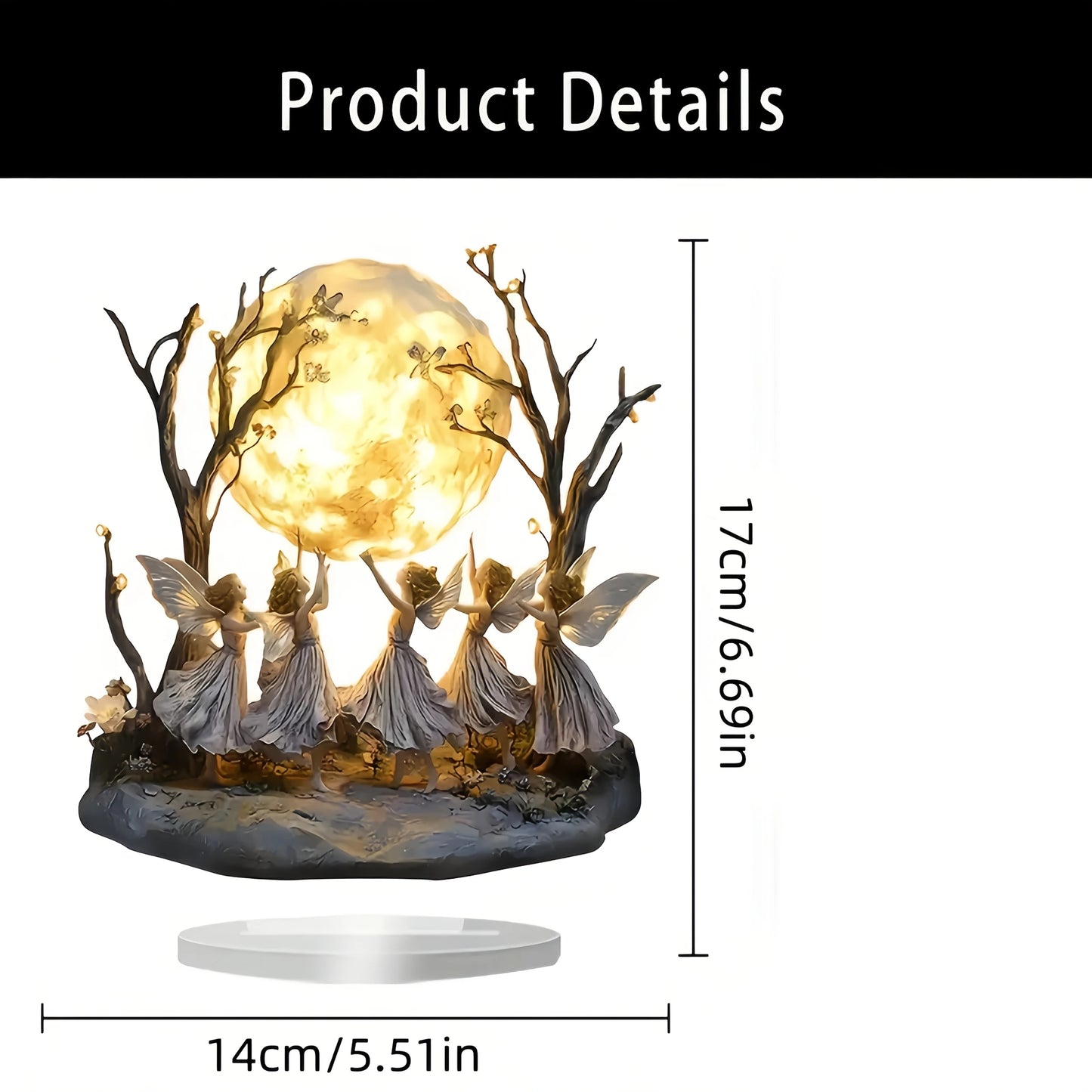 Bohemian Fairy Moon Lamp – Acrylic Angel Statue Tabletop Decor