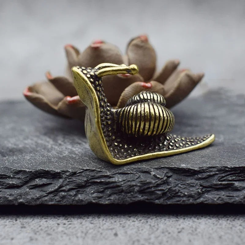 Lucky Bronze Mini Snail Figurine