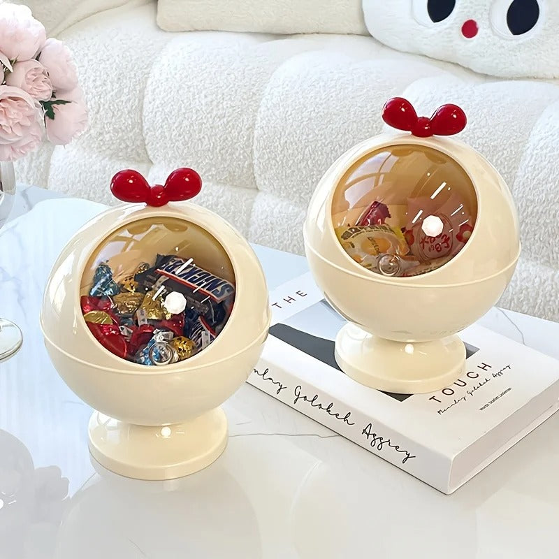Cute Round Candy Storage Box with Transparent Lid