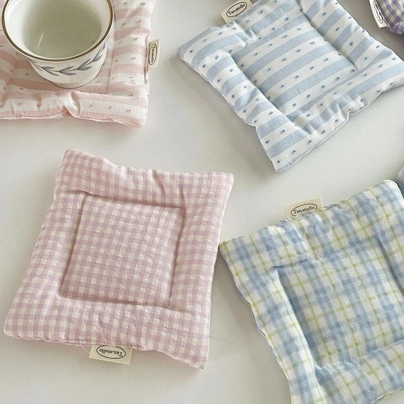 3Pcs Handmade Cotton Coasters – Soft Fabric Mug Mats