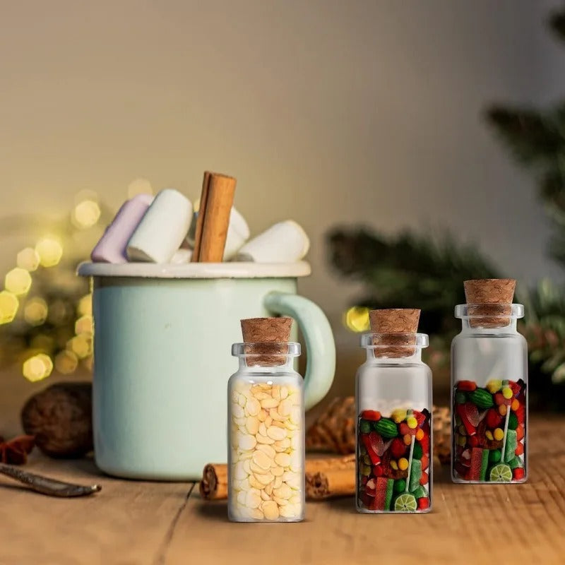 10PCS Mini Glass Bottles with Cork - DIY Vials for Crafts & Storage