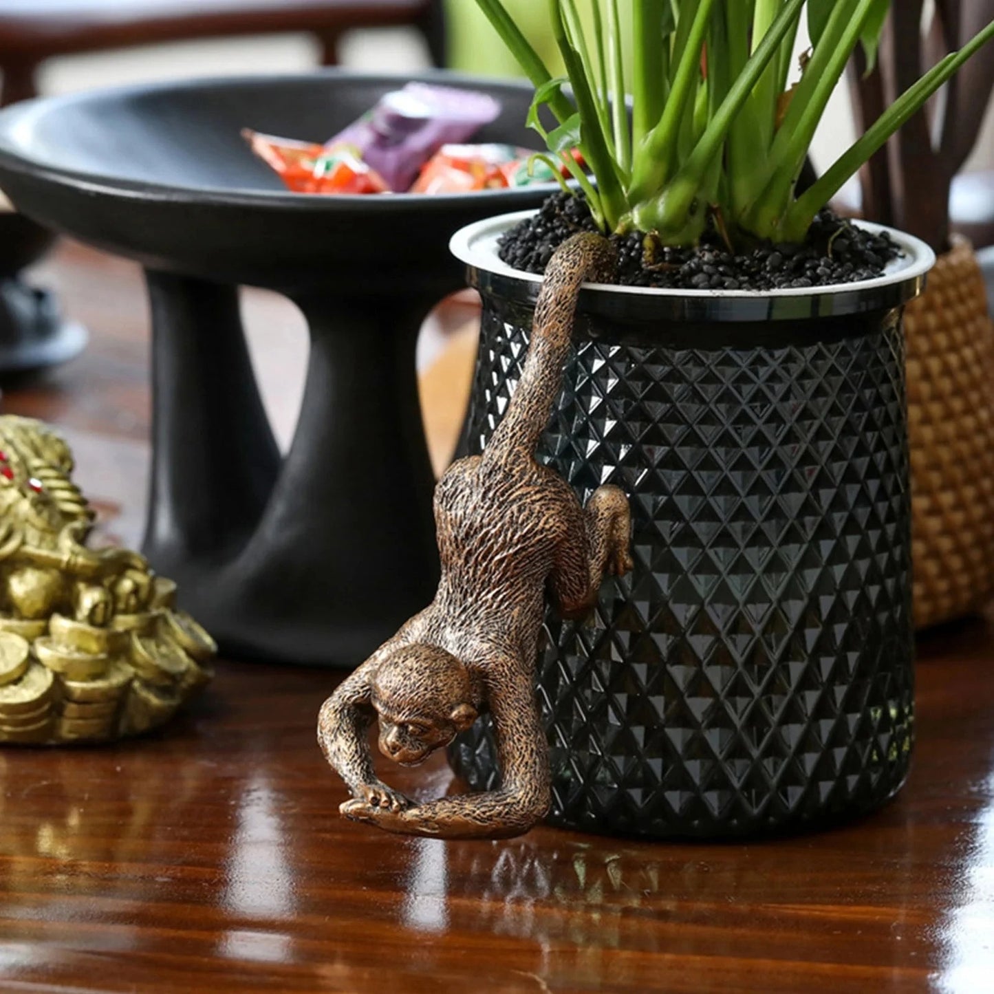 Hanging Bonsai Monkey Statue – Resin Garden & Home Decor